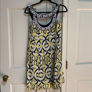 Black and yellow beaded cotton dress